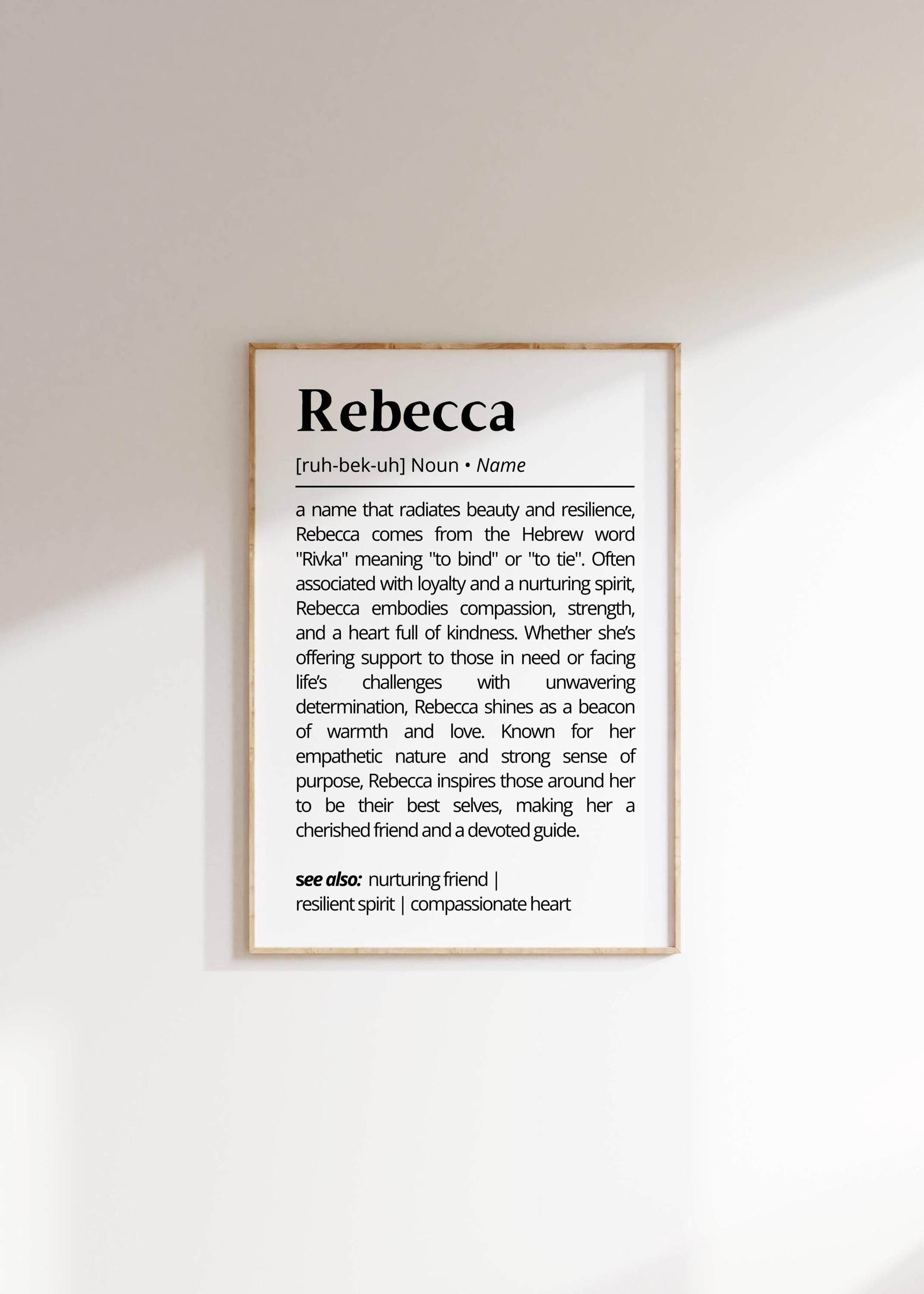 Rebecca Name Meaning Print | Personalized Gift | Nursery Wall Art 