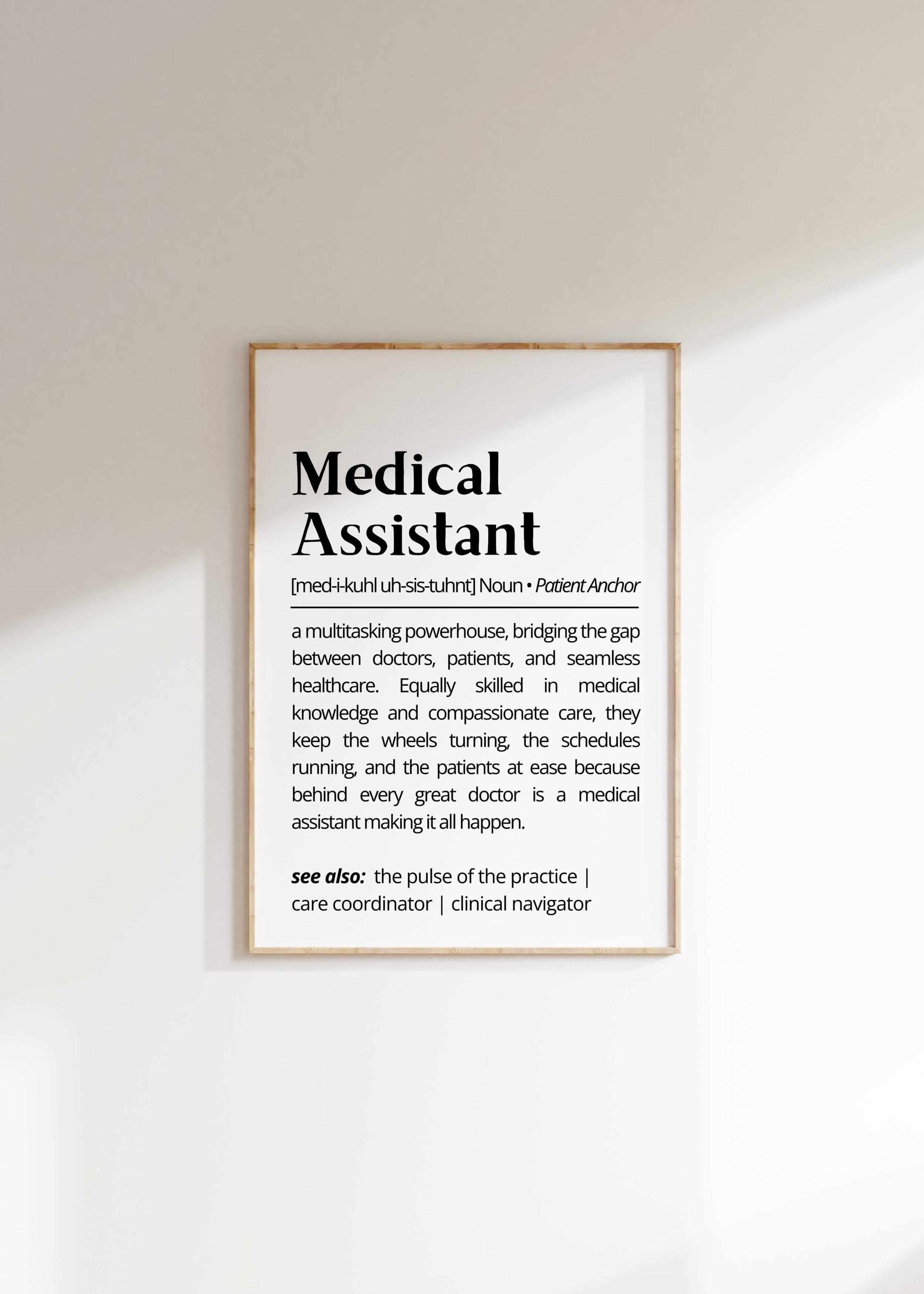 Medical Assistant Definition Print: Healthcare Office Decor (Digital Download)