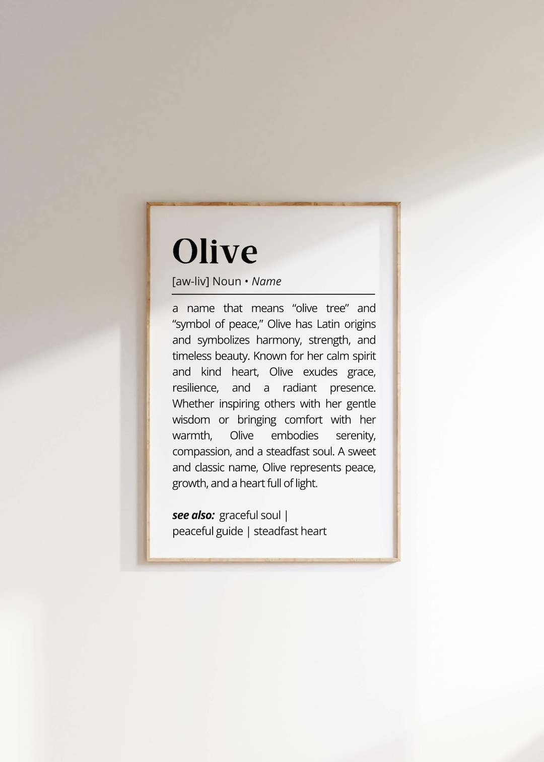 Olive Name Meaning Print | Personalized Gift | Nursery Wall Art ...