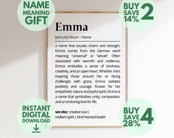 Emma Name Meaning Print | Personalized Gift | Nursery Wall Art | Instant Digital Download