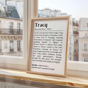 Tracy Name Meaning Wall Art: Personalized Printable Typography Print Gift Idea (Digital Download)