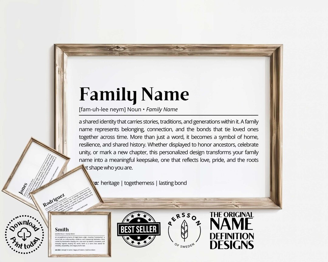 Family Name Sign | Personalized Last Name Print | Custom Family Name ...