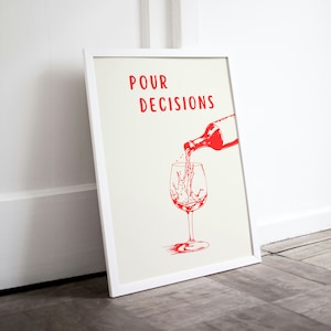Pour Decisions Print Bar Art Print Minimalist Cocktail Poster Red Bar Cart Wall Art Bar Printable Drinks Wall Decor Digital Download 1 Print