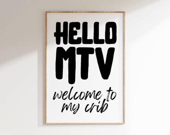 Hello MTV Retro Typography Print: 90s Nostalgic Wall Art (Digital Download)