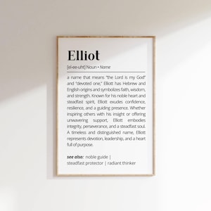 Elliot Name Meaning Print: Minimalist Nursery Decor (Digital Download)