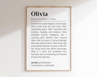 Olivia Name Definition Wall Art Personalized Unique Printable Name Meaning Decor Creative Gift for Her Minimalist Typography as Art Print