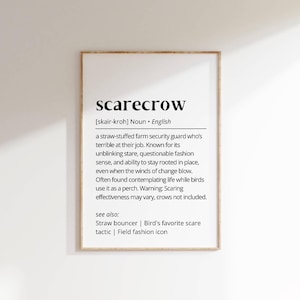 Funny Scarecrow Definition Print: Halloween Fall Decor (Digital Download)