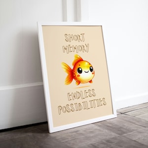 Goldfish Poster, Funny fish Quote, Goldfish Wall Art, Typography as Art, Fish Wall Art, Quirky Animal Prints, Printable Posters, Art Words