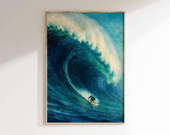 Watercolor Surf Wave Print: Coastal Beach House Art (Digital Download