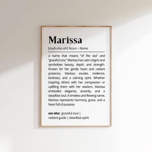 Marissa Name Definition Wall Art Personalized Name Meaning Gift Minimalist Typography Poster Baby Shower Printable Baptism Nursery Art Decor