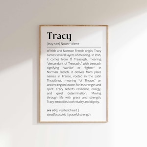 Tracy Name Meaning Wall Art: Personalized Printable Typography Print Gift Idea (Digital Download)