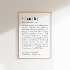 Charity Name Meaning Print: Personalized Definition Wall Art (Digital Download)