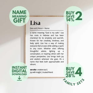 Lisa Name Meaning Print | Personalized Gift | Nursery Wall Art | Instant Digital Download