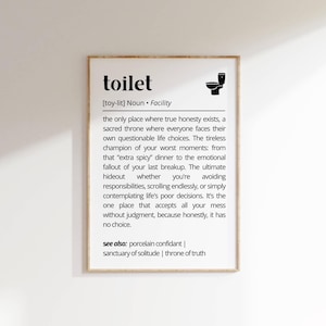 Funny Toilet Definition Print: Humorous Bathroom Wall Art (Digital Download)