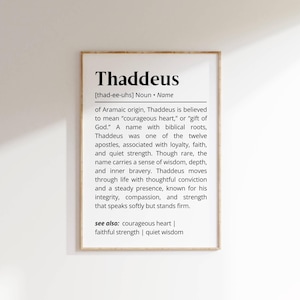 Thaddeus Name Meaning Printable Art: Christian Nursery Decor (Digital Download)