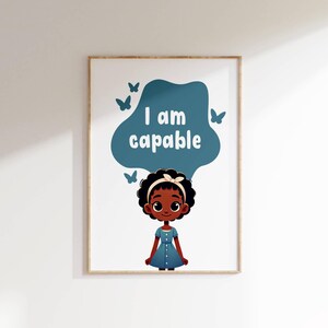 Black Girl Affirmation Wall Decor Gift for Girls Room Inspirational Quote African American WallArt Motivational Saying Kids Printable Poster
