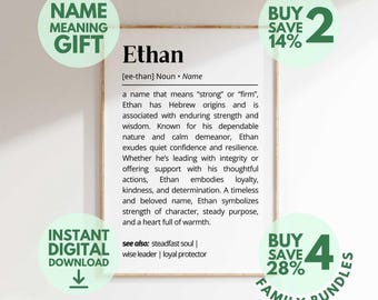 Ethan Name Meaning Print | Personalized Gift | Nursery Wall Art | Instant Digital Download