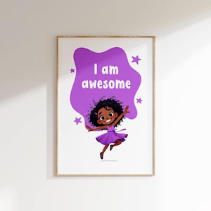 Black Girl Affirmation Wall Decor Gift for Girls Room Inspirational Quote African American WallArt Motivational Saying Kids Printable Poster