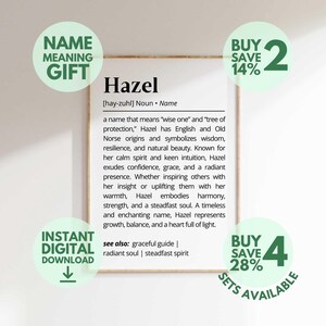 Hazel Name Meaning Print | Personalized Gift | Nursery Wall Art | Instant Digital Download