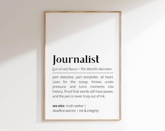 Journalist Definition Print: Typography Wall Art (Digital Download)