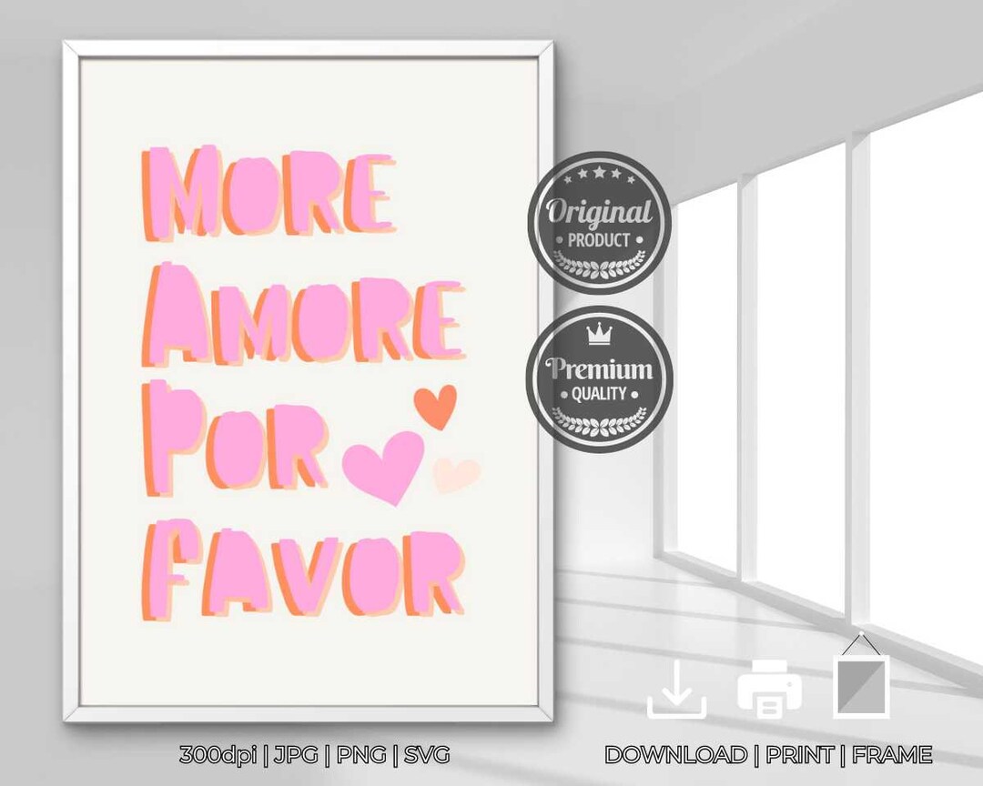 More Amore Por Favor Digital Download Print Typography Aestethic Wall ...