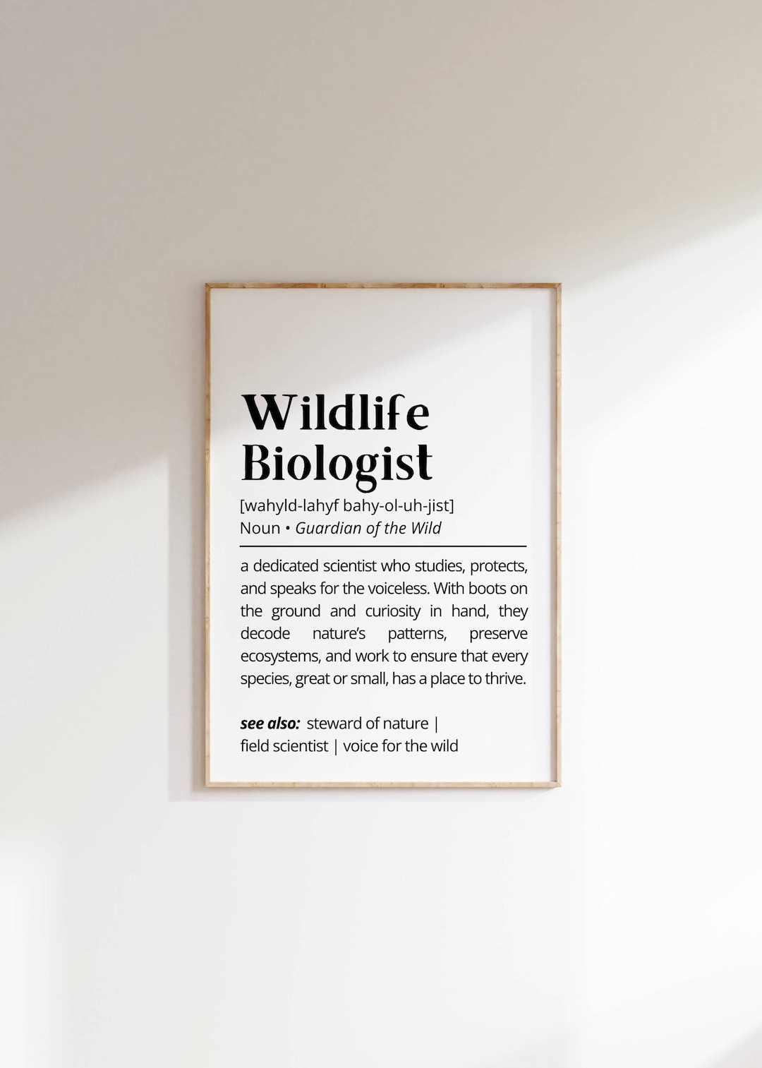 Wildlife Biologist Definition Print: Nature Lover Gift (digital