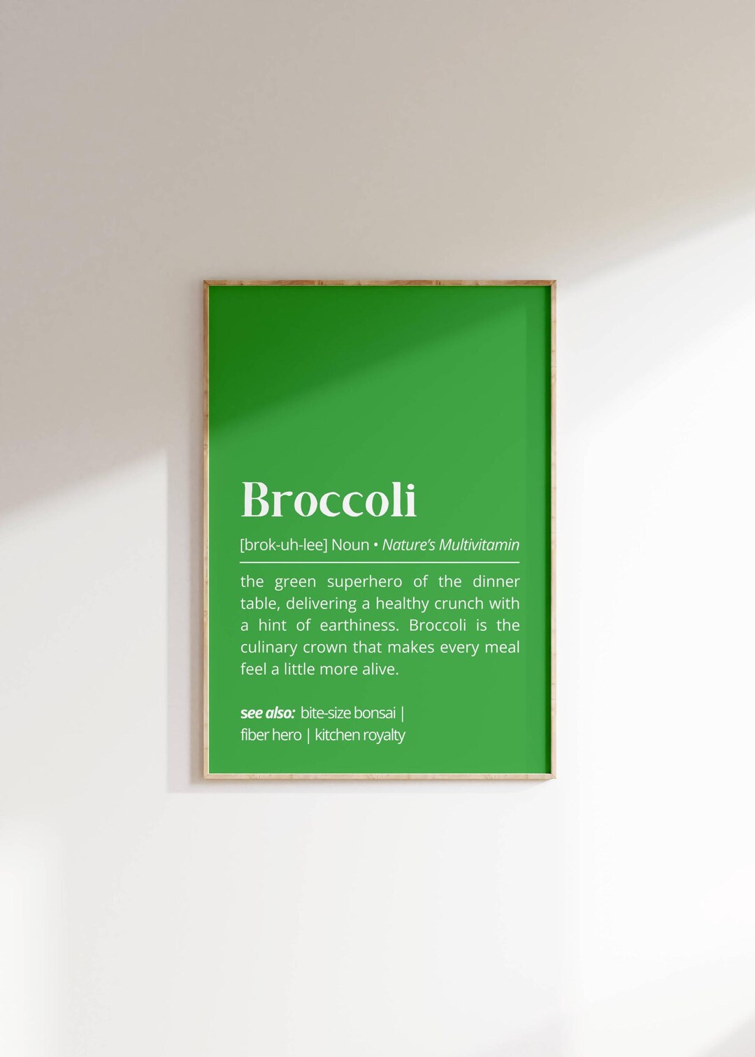 Broccoli Definition Wall Art Funny Kitchen Printable Food Humor ...