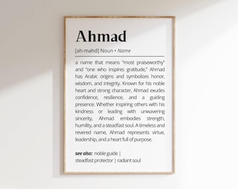 Ahmad Name Meaning Print | Personalized Gift | Nursery Wall Art | Instant Digital Download