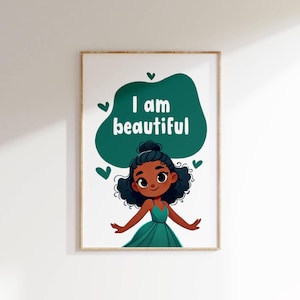 Black Girl Affirmation Wall Decor Gift for Girls Room Inspirational Quote African American WallArt Motivational Saying Kids Printable Poster