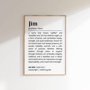 Jim Name Definition Print: Personalized Typography Wall Art (Digital Download)
