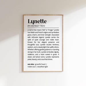 Lynette Name Meaning Art: Personalized Typography Poster (Digital Download)