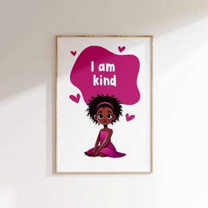 Black Girl Affirmation Wall Decor Gift for Girls Room Inspirational Quote African American WallArt Motivational Saying Kids Printable Poster
