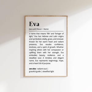 Eva Name Definition Wall Art Personalized Name Meaning Gift Minimalist Typography Poster Baby Shower Printable Baptism Nursery Art Decor