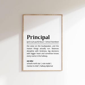 Principal Definition Wall Art School Teacher Job Printable Poster Funny Principal Office Gift for Educators Classroom Minimalist Art Decor