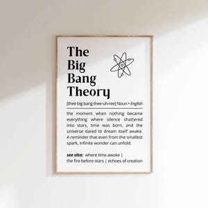 Big Bang Theory Definition Wall Art Inspiration Science Poster Astronomy Decor Gift for Space Lovers Poetic Universe Gift Card Idea Print