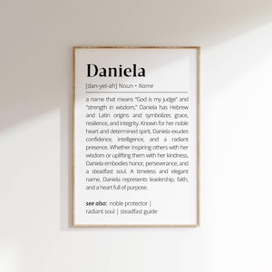 Daniela Name Definition Wall Art Personalized Name Meaning Gift Minimalist Typography Poster Baby Shower Printable Baptism Nursery Art Decor
