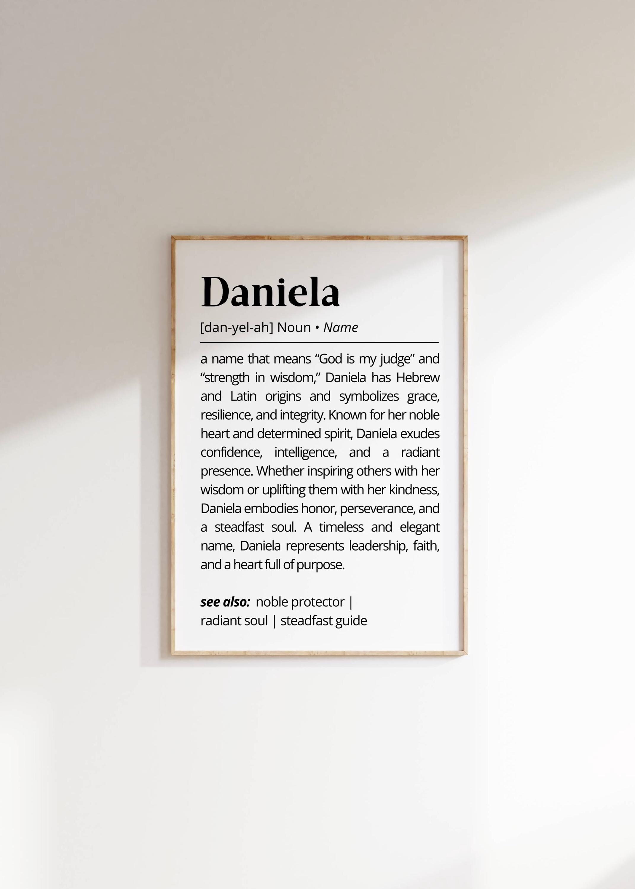 Daniela Name Definition Wall Art Personalized Name Meaning Gift Minimalist Typography Poster Baby Shower Printable Baptism Nursery Art Decor