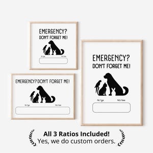 Emergency Pet Alert Sign Printable Pet Rescue Notice for Home or Office Safety sign dogs cats birds rabbits Editable Pet Name & Type Poster