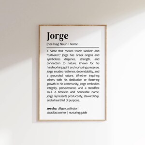 Jorge Name Definition Wall Art Personalized Name Meaning Minimalist Typography Poster Baby Shower Printable Gift Baptism Nursery Home Decor