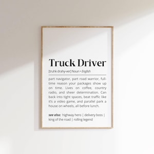 Truck Driver Definition Wall Art Funny Job Title Gift for Trucker Dad Printable Typography Poster for Office Garage Man Cave Gift Card Idea