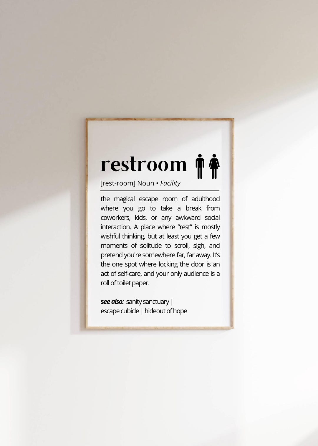 Restroom Definition Funny Wall Art Humor Sign Printable Restaurant or