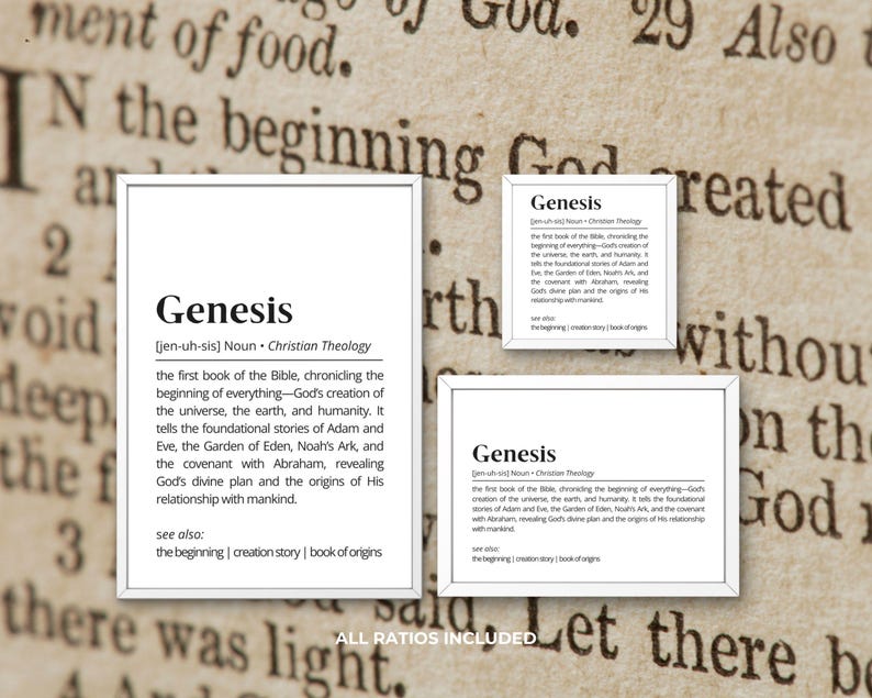 Genesis Definition Print: Christian Bible Theology Wall Art (digital ...
