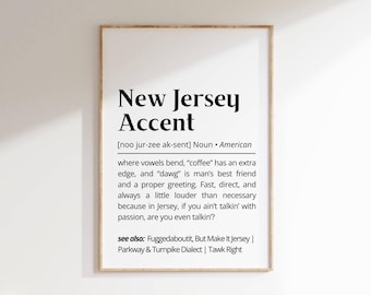 New Jersey Accent Definition Print: Funny Slang Typography (Digital Download)