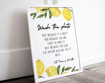 St. Mother Teresa Kitchen Quote Art: Lemon Canvas Print (Digital Download)