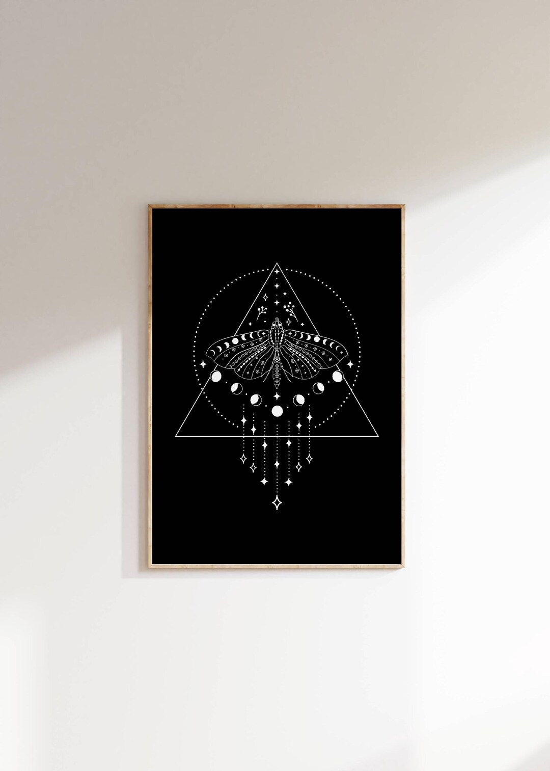 Mystical Moth Moon Phases Print: Spiritual Boho Wall Art (digital ...
