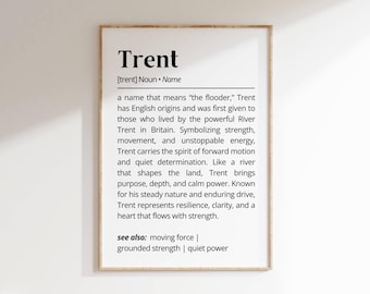Trent Name Meaning Print | Personalized Gift | Nursery Wall Art | Instant Digital Download