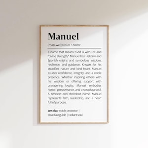 Manuel Name Definition Wall Art Personalized Name Meaning Minimalist Typography Poster Baby Shower Printable Gift Baptism Nursery Home Decor