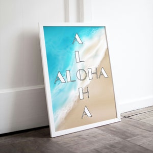 Aloha Poster, Hawaiian Wall Art, Aloha Beach, Typography as Art, Aloha Prints, Retro Poster, Text Art, Printable Posters, Beach House Poster