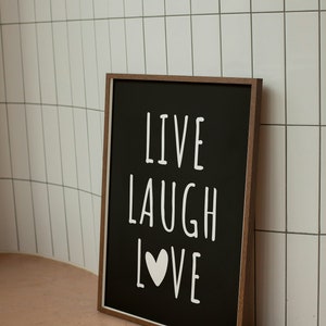 Live Laugh Love sign, Typography as Art, Minimalist Wall Art, Rustic Wall Art, Cozy Home Decor, Cartoon Typography, Farmhouse Print, Digital