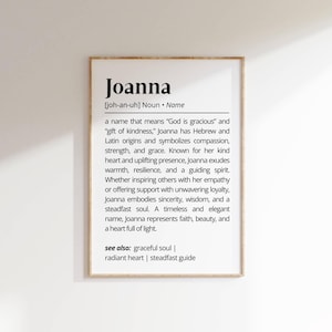 Joanna Name Definition Wall Art Personalized Name Meaning Gift Minimalist Typography Poster Baby Shower Printable Baptism Nursery Art Decor